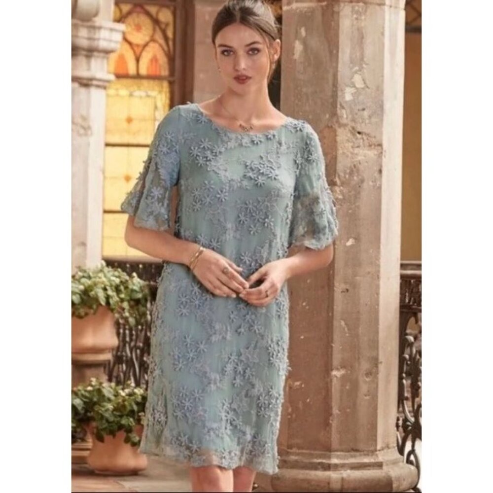 Sundance Womens Large Princess Dreams Embroidered Boho Bell Sleeve Sheath Dress